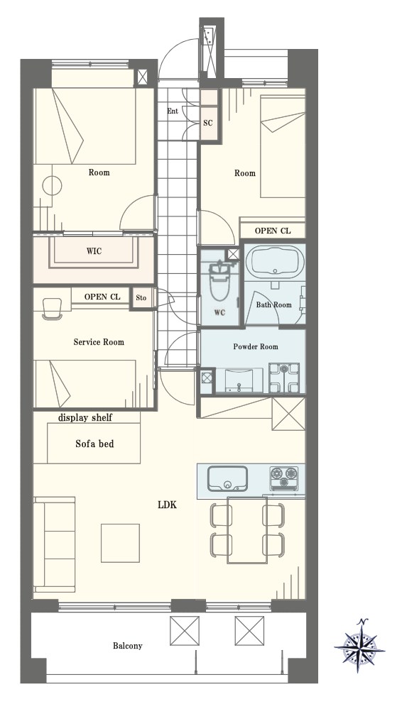 マークス亀戸　最上階南向き 間取り図