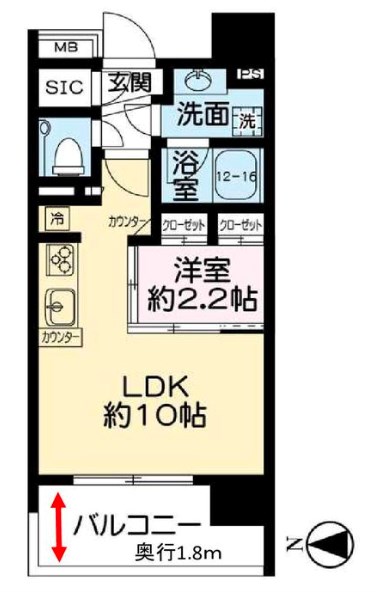 クレヴィア森下駅前　2階西向き 間取り図