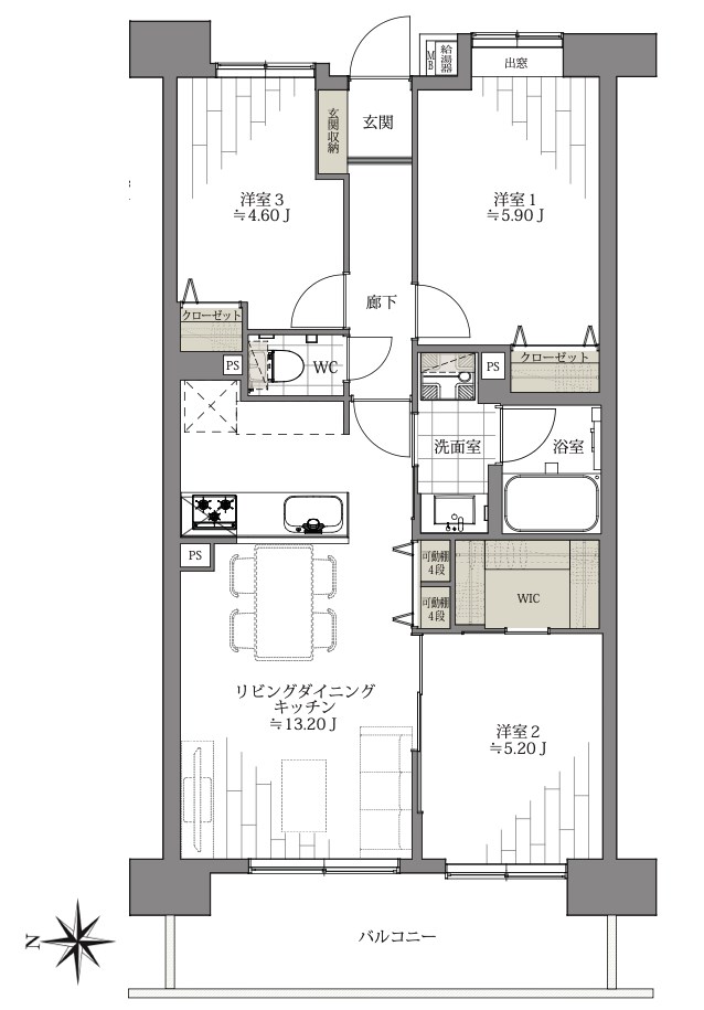 コスモ住吉扇橋 間取り図