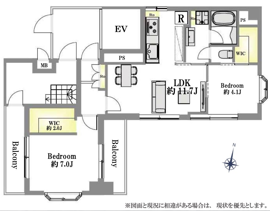 ドミール三友　最上階1住戸 間取り図
