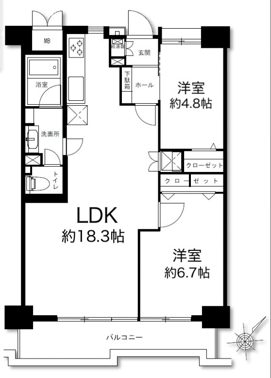 越中島三丁目ハイツ3号棟 間取図・土地図