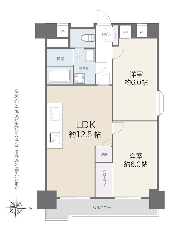 キャッスルマンション両国B号棟　5階角住戸 間取図・土地図