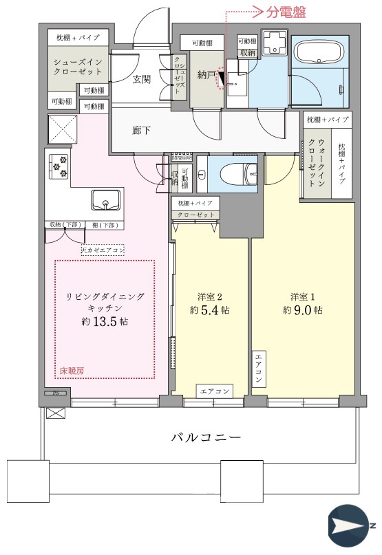 ブリリアタワー東京　37階東向き 間取図・土地図