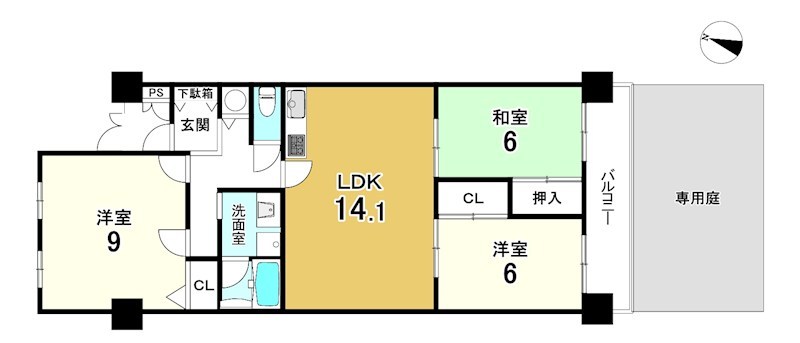 日興千里丘スカイマンションA棟 間取図・土地図