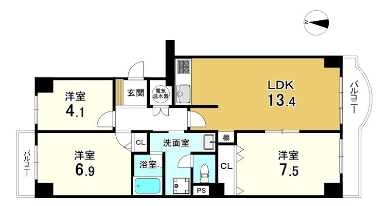 ユニハイム千里丘1号棟  間取図・土地図