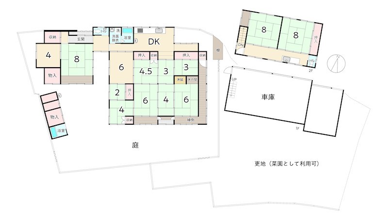香美市香北町韮生野　中古戸建 間取図・土地図