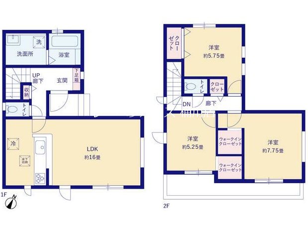4308桶川市下日出谷14期1棟 間取図・土地図