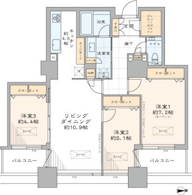 センチュリーパークタワー 間取図・土地図
