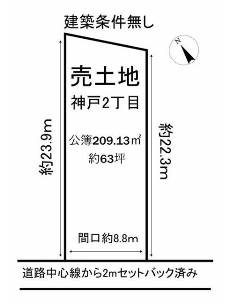 鈴鹿市神戸２丁目 土地 間取図・土地図