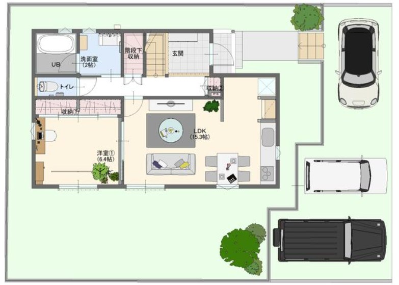 亀山市川合町　中古戸建 間取図・土地図