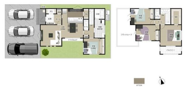 タマタウン南玉垣Ⅱ ２号棟 新築戸建 全３棟 間取図・土地図