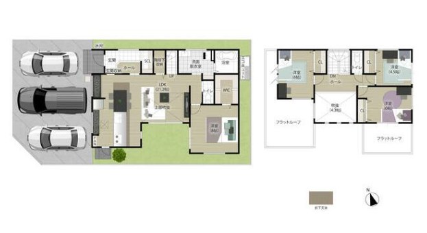 タマタウン南玉垣Ⅱ 3号棟 新築戸建 全３棟 間取図・土地図