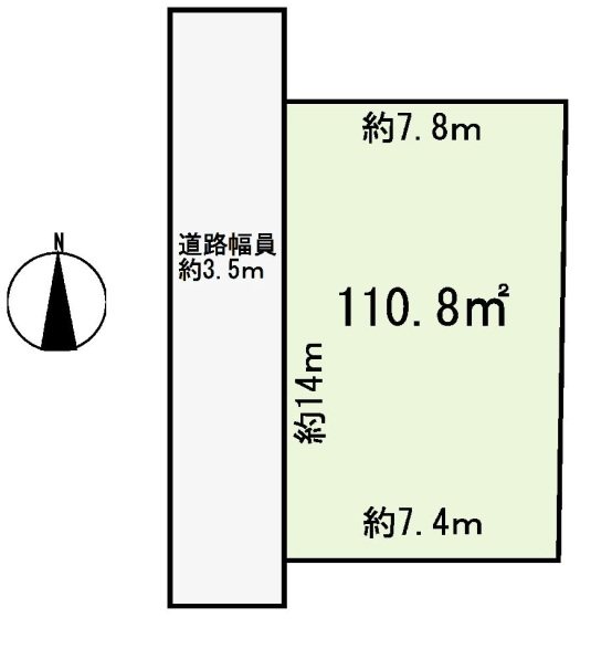 【会員限定】鈴鹿市道伯3丁目約33坪　土地 間取図・土地図