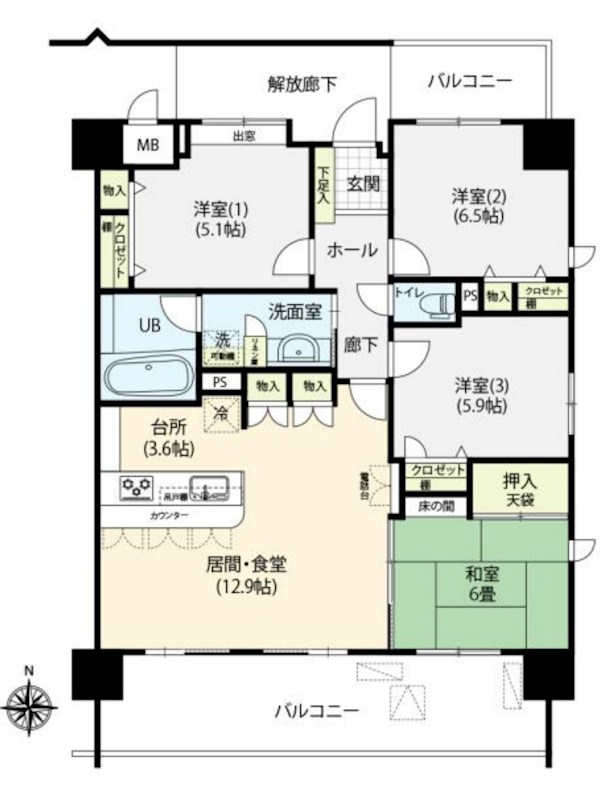 ポレスター西条四季の道　中古マンション 間取図・土地図