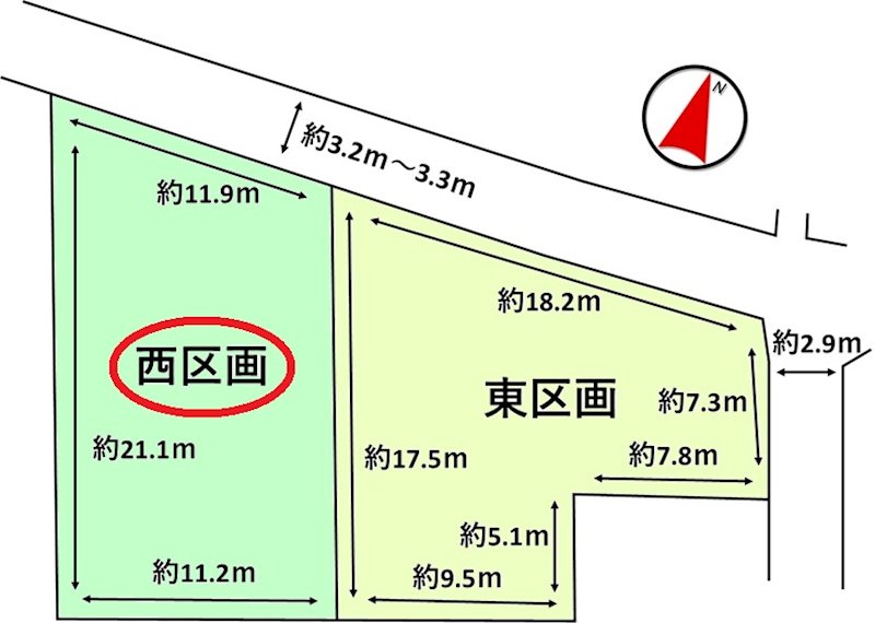 鈴鹿市西条2丁目西区画約65坪　土地 間取図・土地図