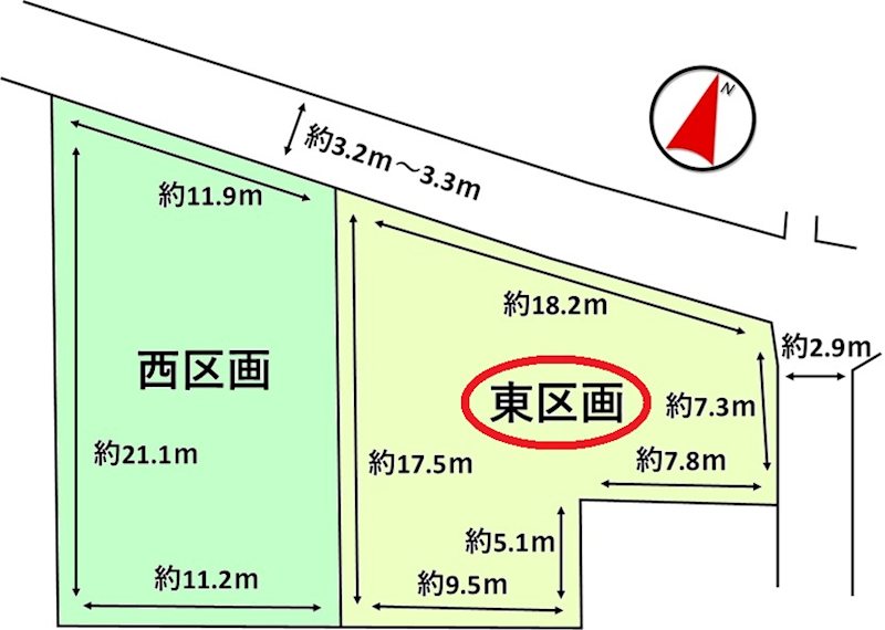 鈴鹿市西条2丁目東区画約65坪　土地 間取図・土地図
