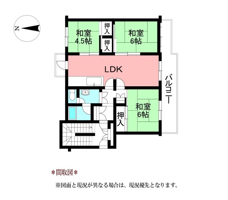 押草団地204棟 間取図・土地図