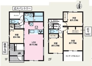 東郷町三ツ池2丁目　1号棟 間取図・土地図