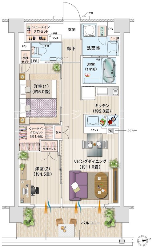 デュオセーヌ横濱二俣川 間取図・土地図
