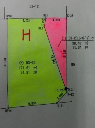 瑞浪市下沖町2丁目　土地 間取図・土地図