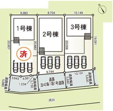 瑞浪市下沖町2丁目　新築 間取図・土地図