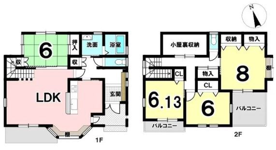 多治見市東山2丁目　戸建 間取図・土地図