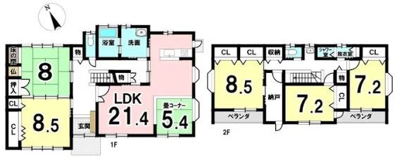 多治見市滝呂町12丁目　戸建 間取図・土地図