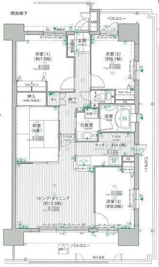 多治見市昭和町　マンション 間取図・土地図
