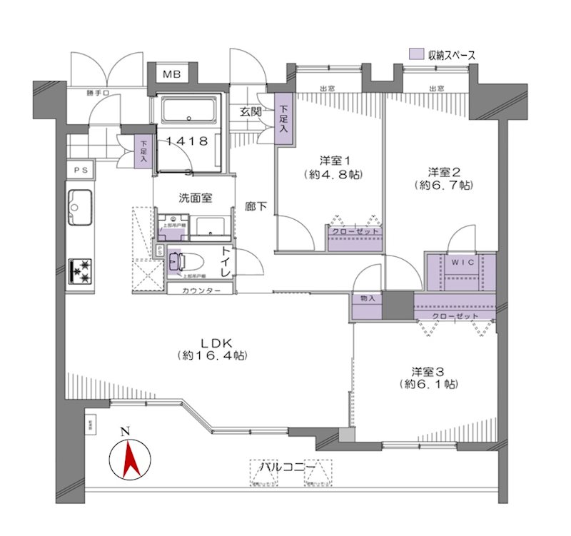 ダイアパレスグランパークス 307号室 間取り図