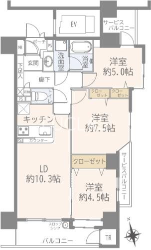 ダイアパレス南砂町仙台堀川公園Ⅱ 101号室 間取り図