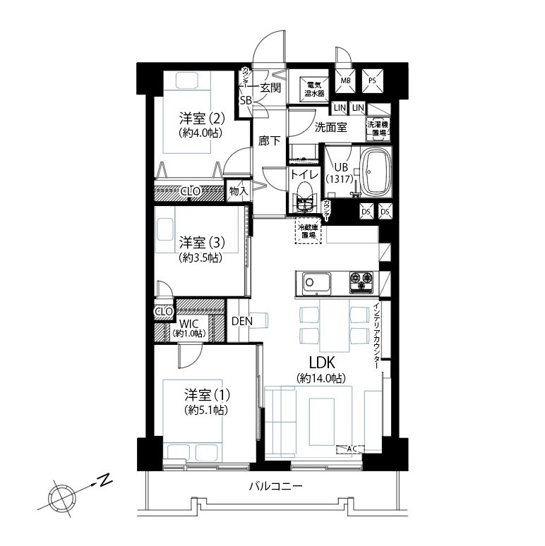TAK中台 503号室 間取り図