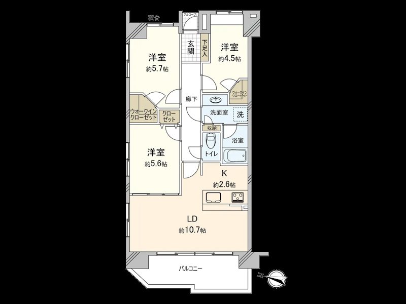 サンヴェール調布柴崎 601号室 間取り図