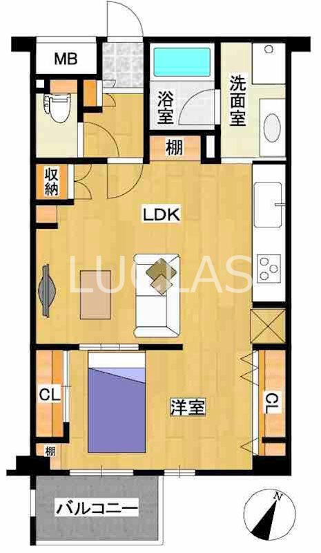 シエル千歳烏山 206号室 間取り図
