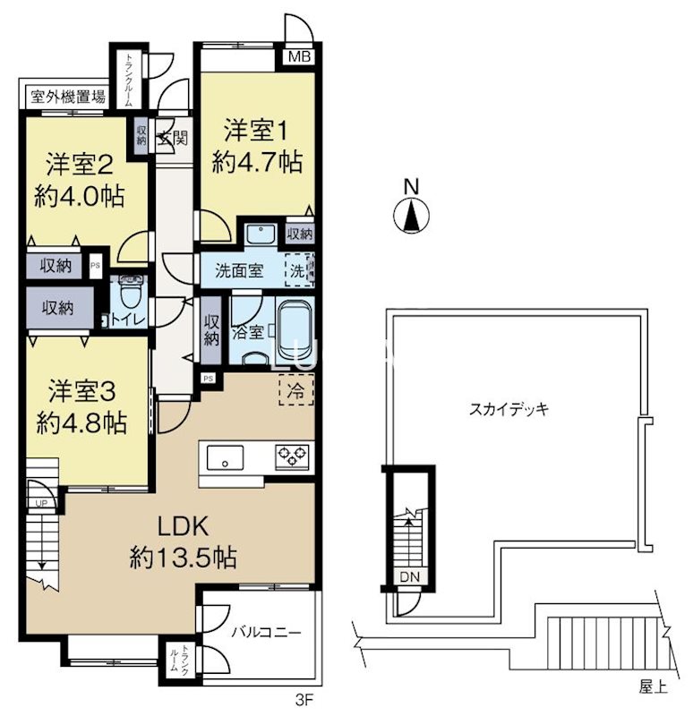 ライオンズガーデンテラス千歳烏山 302号室 間取り図