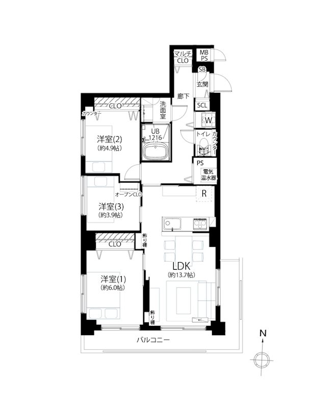 マンション東陽 804号室 間取り図