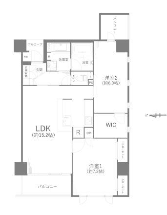 サンクタスガーデン砧 303号室 間取り図
