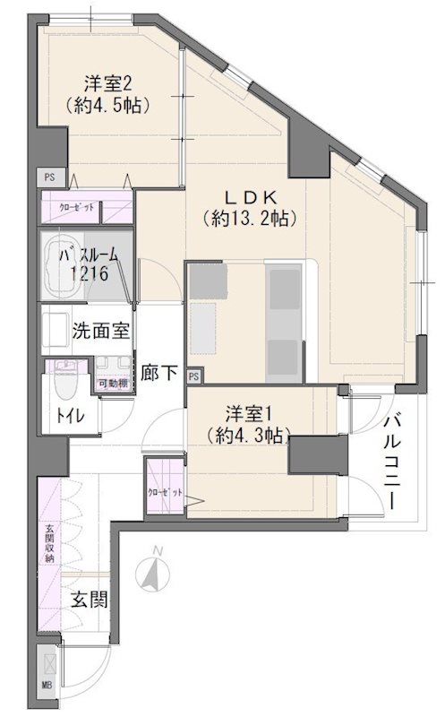 ヴェルデ府中本町ステーションプラザ 202号室 間取り図