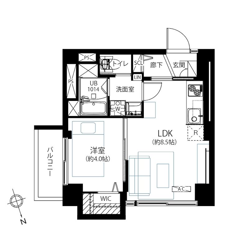 世田谷代田サンライズマンション 406号室 間取り図