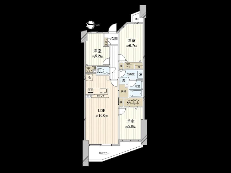 ライネスハイム国立ヒルズ 205号室 間取り図