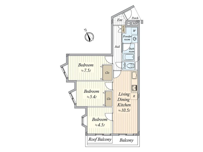 ライオンズマンション喜多見 513号室 間取り図