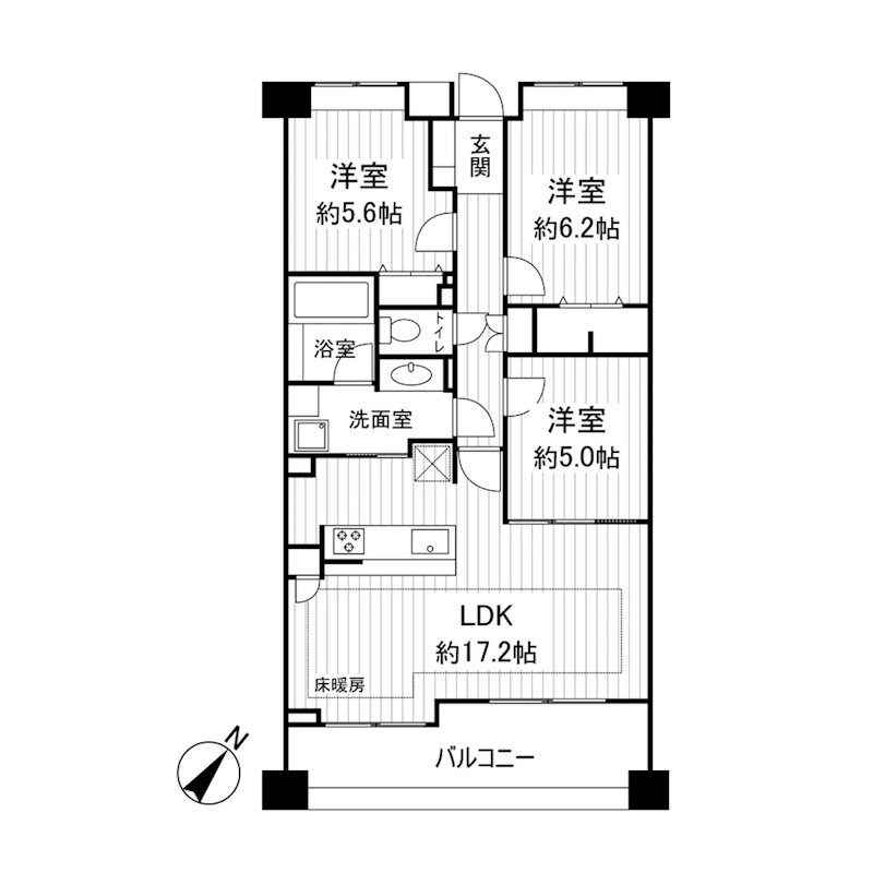 ライオンズガーデンテラス船堀 508号室 間取り図