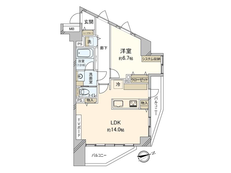 ディオレ西新宿 805号室 間取り図