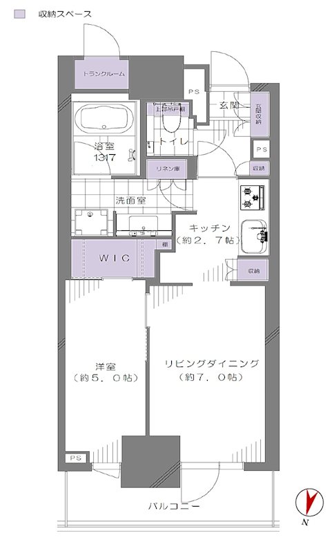 パークタワー西新宿 915号室 間取り図