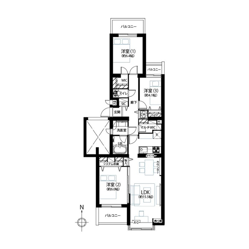 藤和上北沢ホームズ 302号室 間取り図