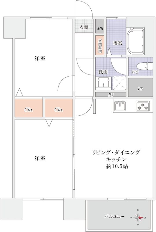 高田馬場住宅 713号室 間取り図