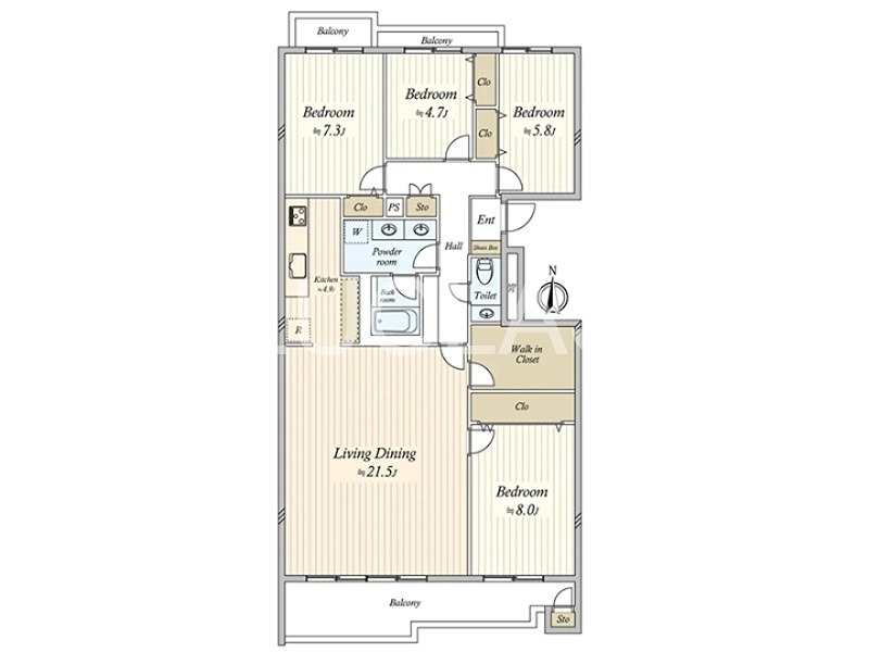 東急ドエルアルス弦巻1号棟 508号室 間取り図