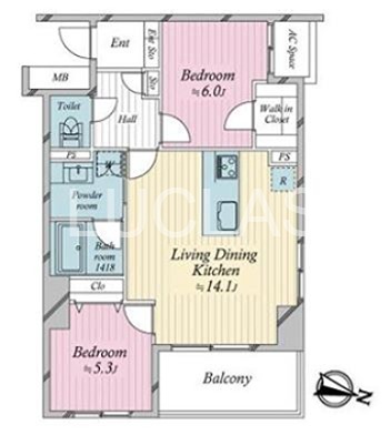 グランスイート世田谷桜丘 310号室 間取り図
