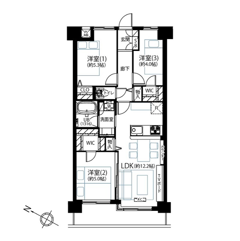 コスモ旗の台 205号室 間取り図