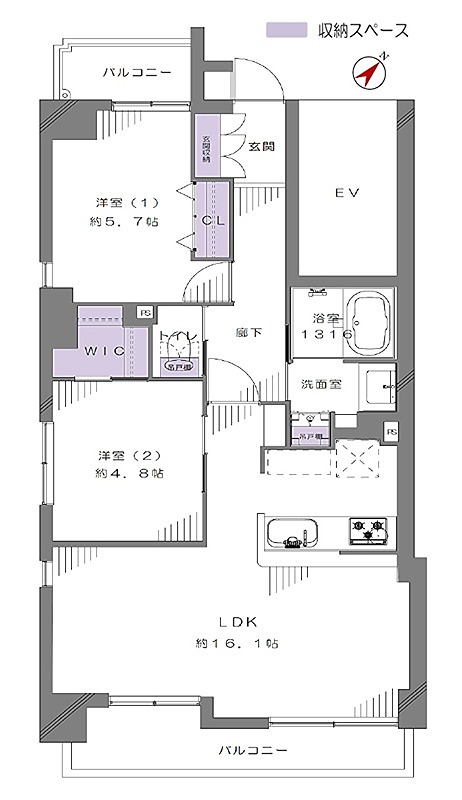 ◆◇◆ヴィルヌーブ入谷◆◇◆ 301号室 間取り図