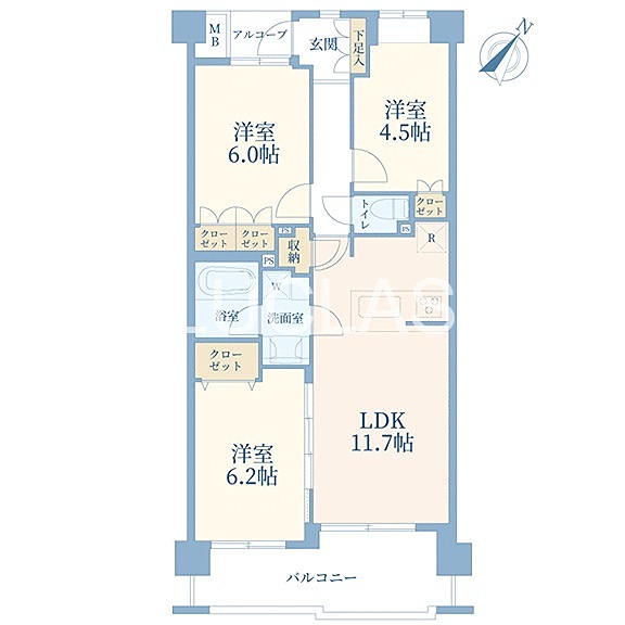 アンビシャスパーク京王堀之内 405号室 間取り図